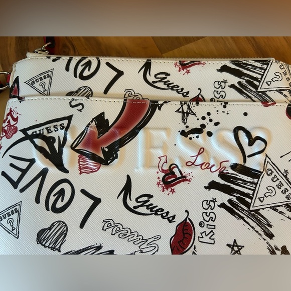 Guess Graphic White and Red Clutch - Picture 2 of 7